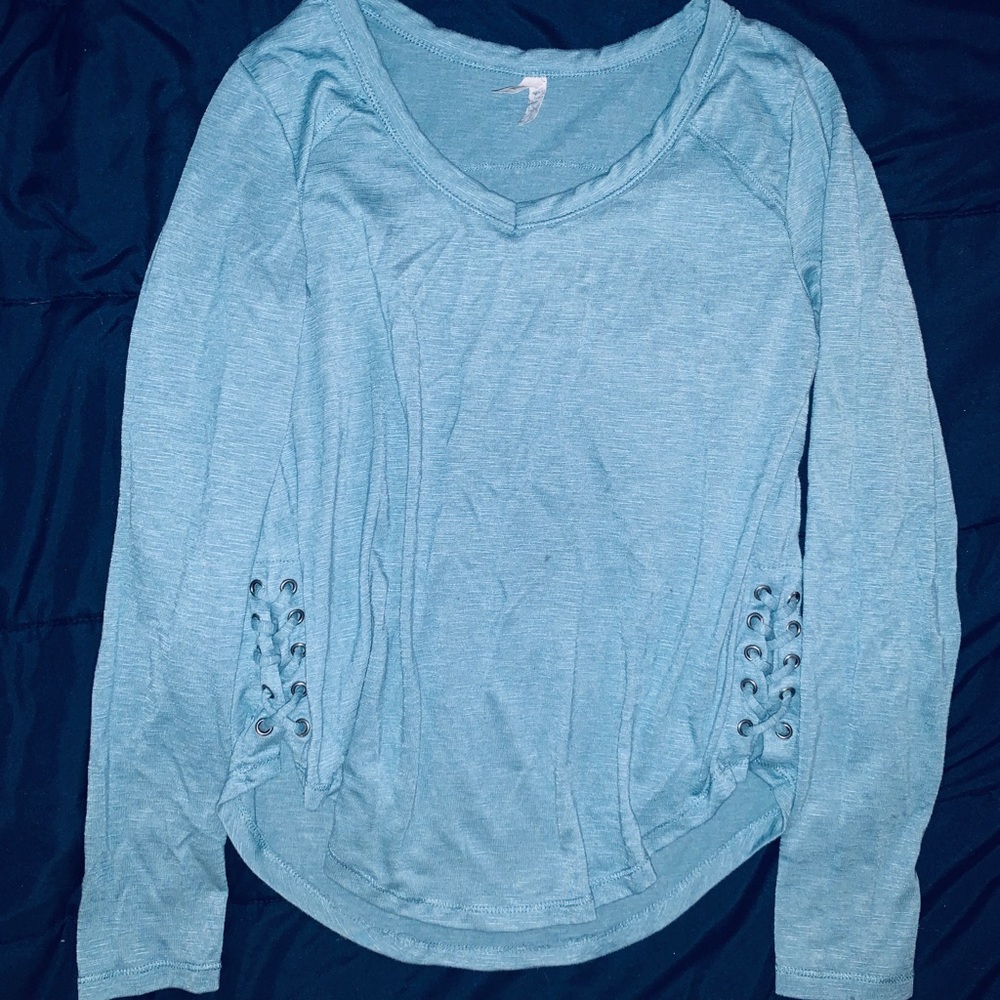 Teal Long Sleeve Lace Up Sides